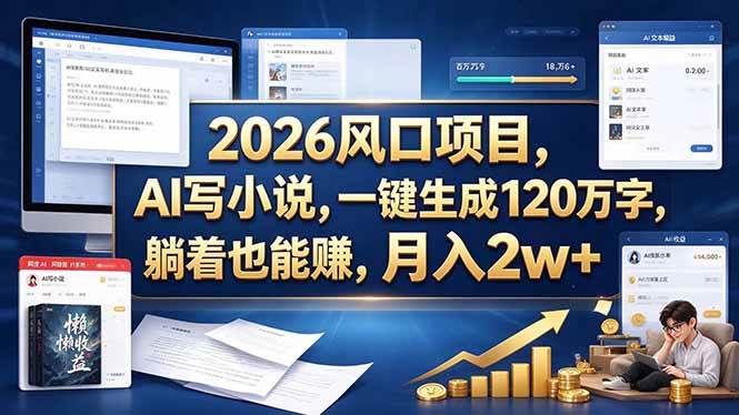 (20653期)2026 风口项目,AI 写小说,一键生成 120 万字,躺着也能赚,月入 2w + (20653期)2026 风口项目,AI 写小说,一键生成 120 万字,躺着也能赚,月入 2w +