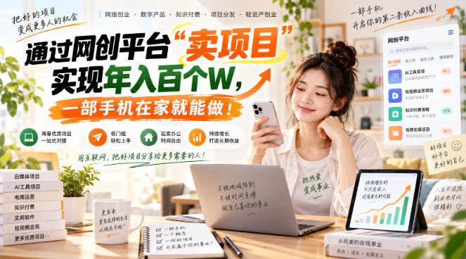 (20658期)网创平台“卖项目”实现年入百万,一部手机在家就能做! (20658期)网创平台“卖项目”实现年入百万,一部手机在家就能做!